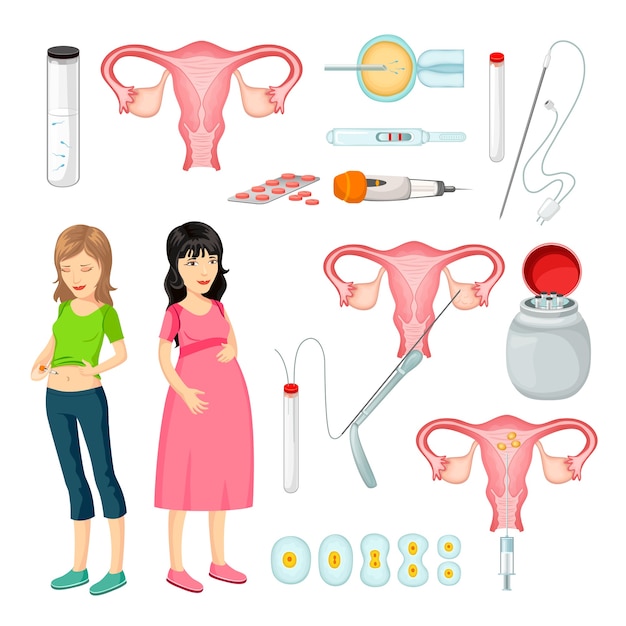 Free Vector | Artificial insemination cartoon elements set