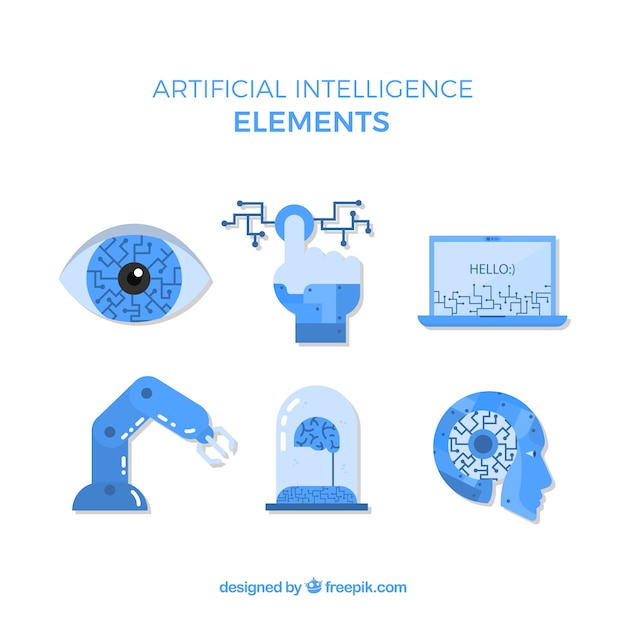 Free Vector Artificial Intelligence Elements Collection In Flat Style