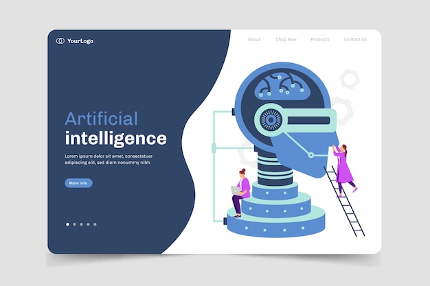 Artificial intelligence landing page template Vector | Free Download