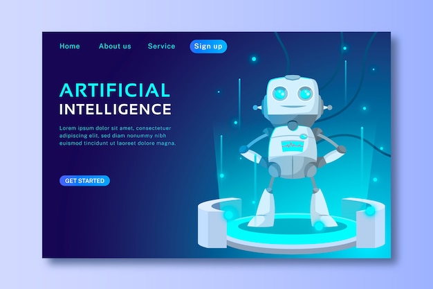 Artificial intelligence landing page template Free Vector