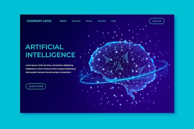 Premium Vector Artificial intelligence landing page template