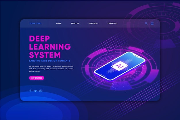Download Free Artificial Intelligence Landing Page Template Free Vector Use our free logo maker to create a logo and build your brand. Put your logo on business cards, promotional products, or your website for brand visibility.