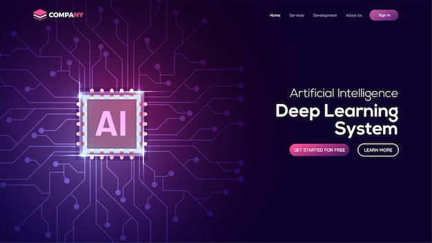 Artificial intelligence landing page Premium Vector