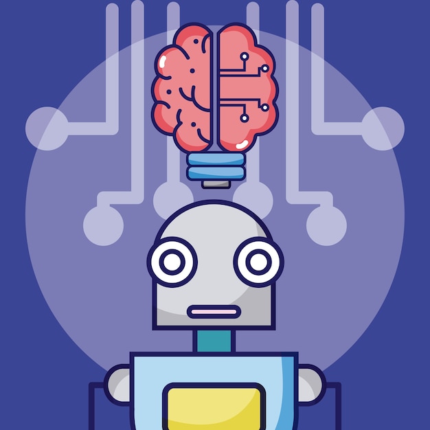 Premium Vector | Artificial intelligence robot cartoon concept