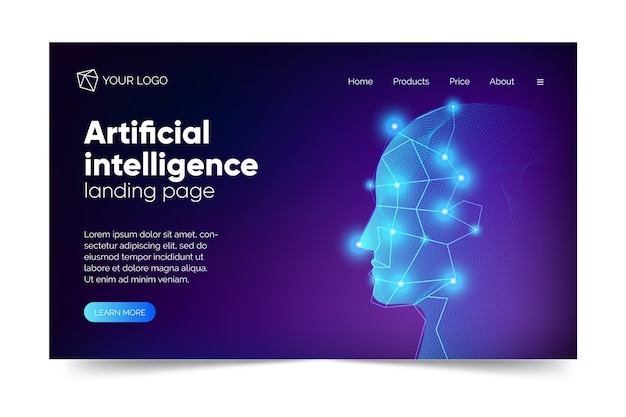 Free Vector Artificial intelligence template landing page