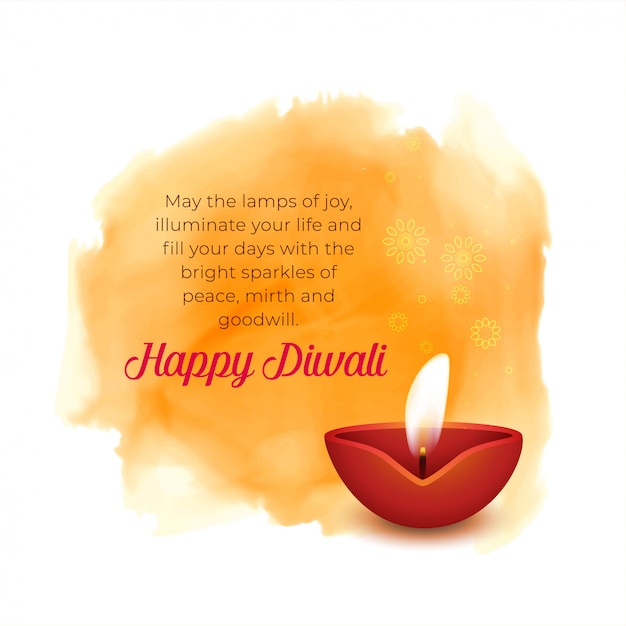 Artistic diwali background with diya and orange\
watercolor