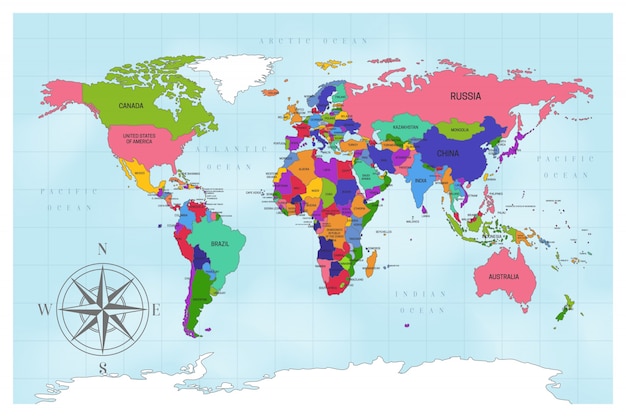 Artistic Political World Map Design Free Vector