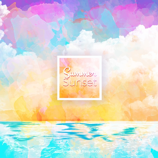 Artistic watercolor beach summer
background