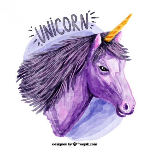 Download Artistic watercolor purple unicorn Vector | Premium Download