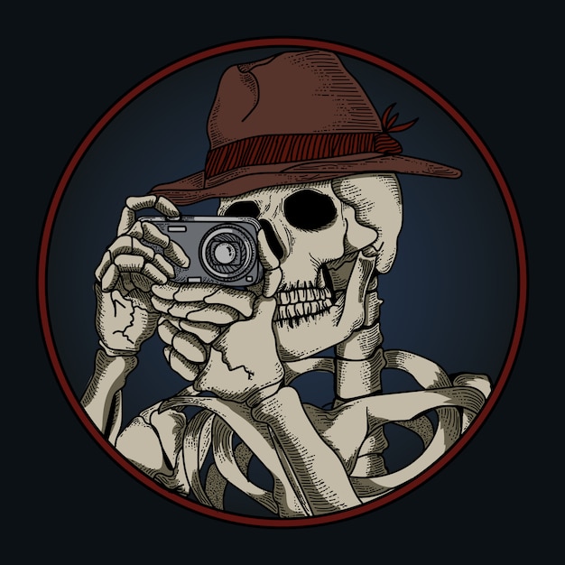 Download Premium Vector | Artwork illustration and tshirt design human skull with camera