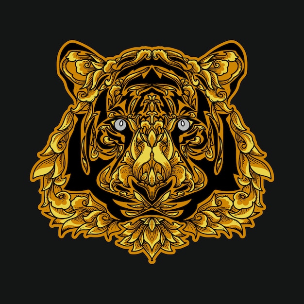 Premium Vector | Artwork ilustration golden tiger ornament