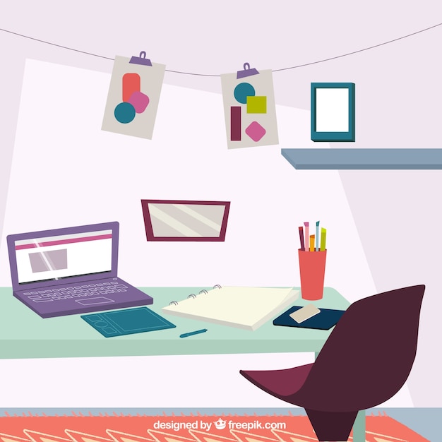 Download Artwork studio in flat design Vector | Free Download