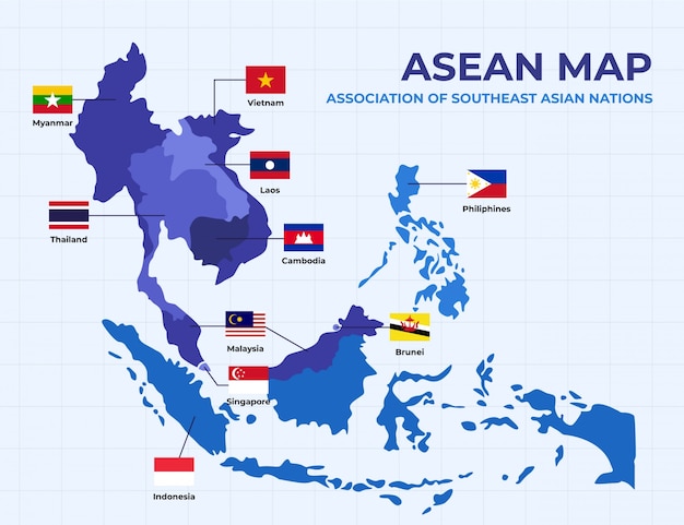 Free Vector | Asean map infographic