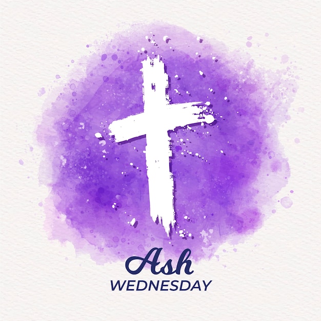 Premium Vector | Ash wednesday cross in watercolor