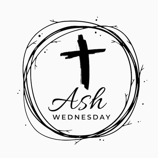 Ash Wednesday Lettering With Black Cross | Free Vector