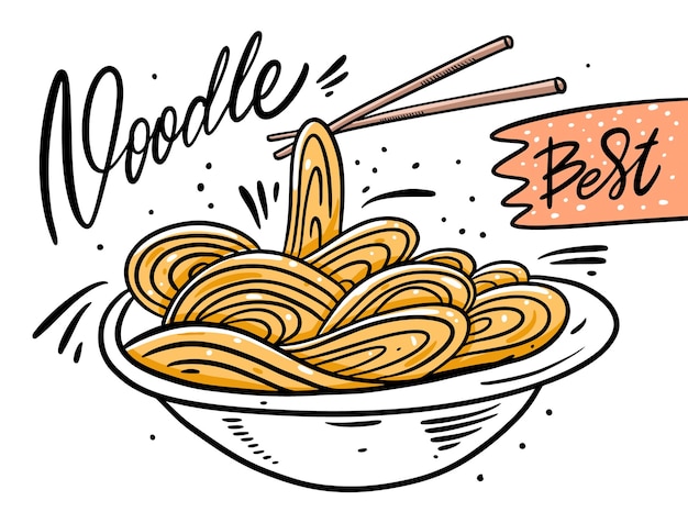 Premium Vector Asia Noodle In Deep Bowl Illustration