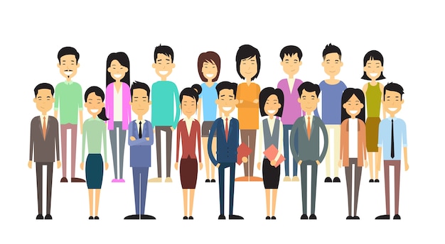 Premium Vector | Asian business casual people group flat vector ...