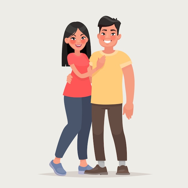 Premium Vector | Asian couple over isolated background