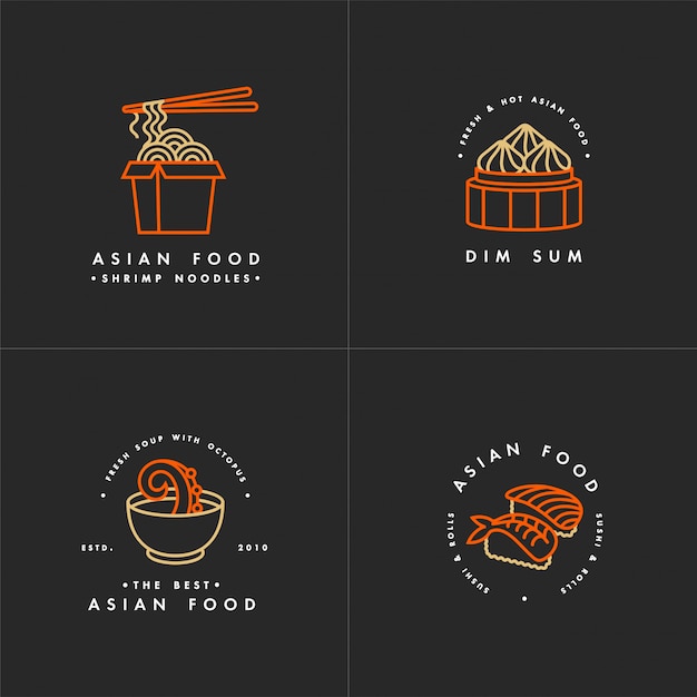 Download Free Asian Food Logo Template Set Premium Vector Use our free logo maker to create a logo and build your brand. Put your logo on business cards, promotional products, or your website for brand visibility.