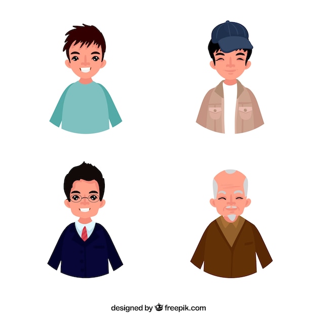 Asian men collection in different ages