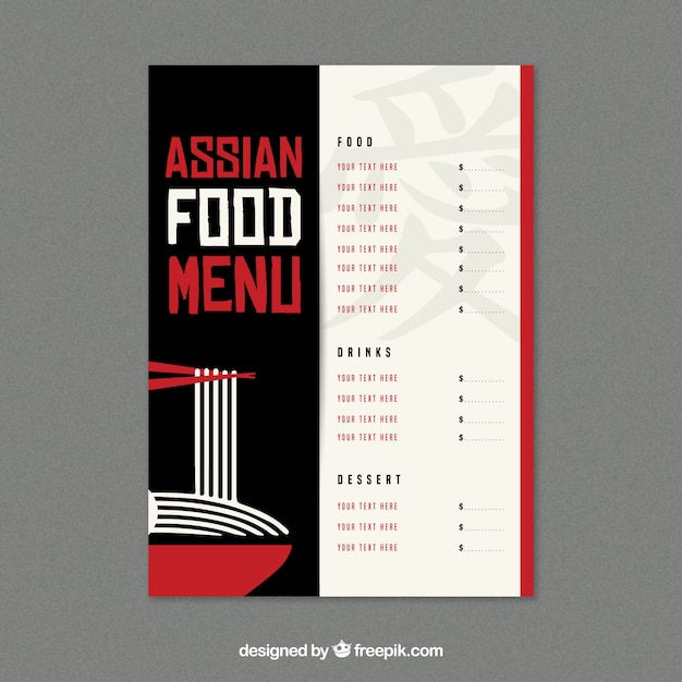 Free Vector | Asian restaurant menu template