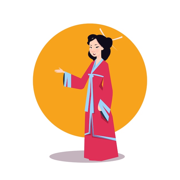 Download Asian woman in japanese kimono Vector | Premium Download