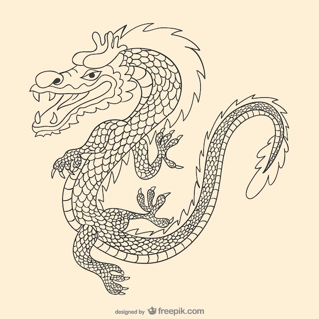 Asiatic hand drawn dragon