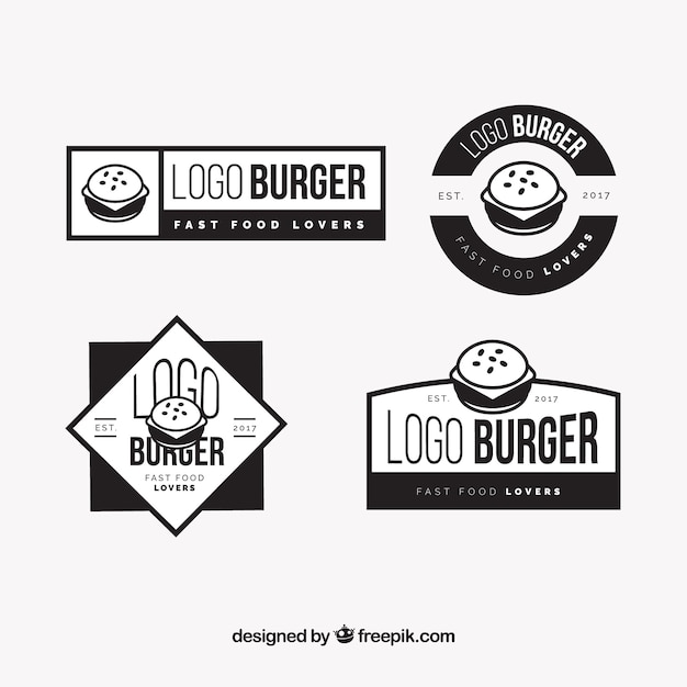 Download Free Assortment Of Black Burger Logos Free Vector Use our free logo maker to create a logo and build your brand. Put your logo on business cards, promotional products, or your website for brand visibility.