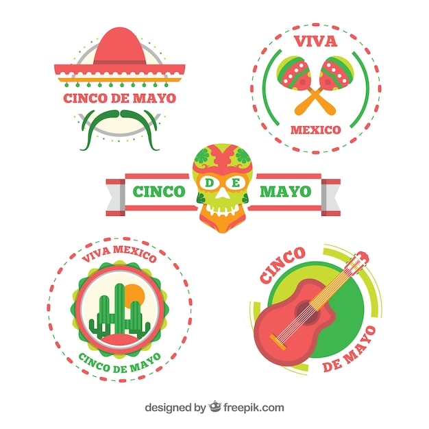 Free Vector Assortment Of Cinco De Mayo Labels In Flat Design 5510