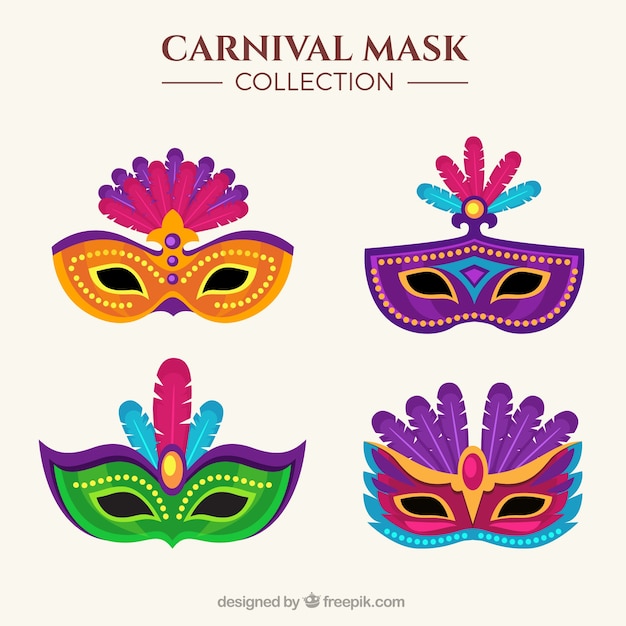 Assortment of colorful masks in flat design | Free Vector