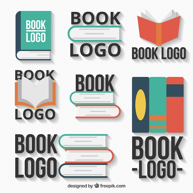 Free Vector | Assortment of flat book logos with color details