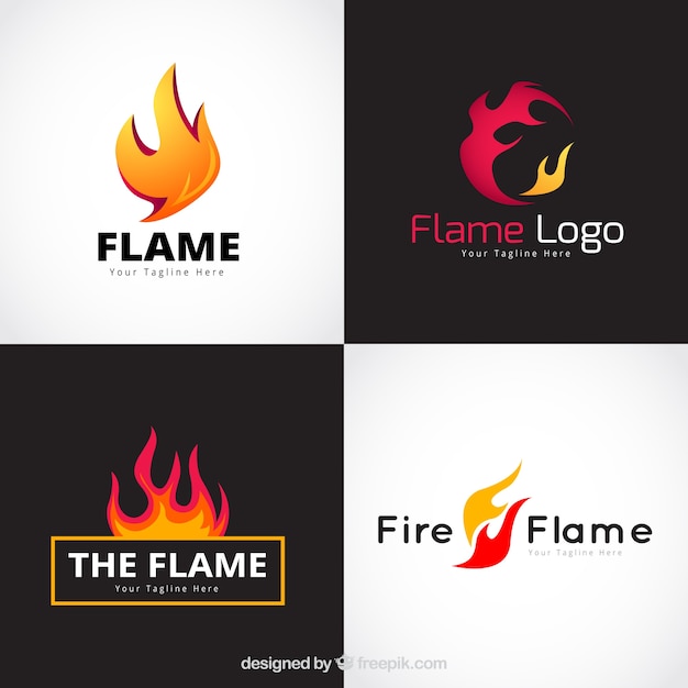 Download Free Download This Free Vector Assortment Of Four Flame Logos In Flat Use our free logo maker to create a logo and build your brand. Put your logo on business cards, promotional products, or your website for brand visibility.