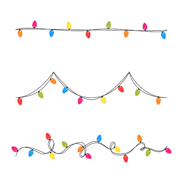 Premium Vector | Assortment of isolated colored christmas lights