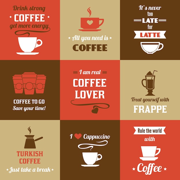 Assortment of beautiful coffee messages