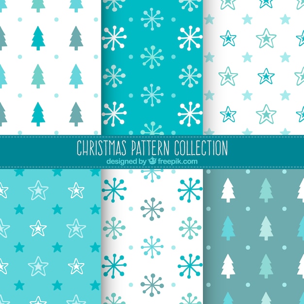 Assortment of blue and white christmas patterns Stock Image Everypixel