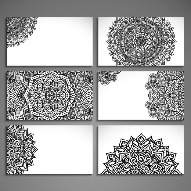 Assortment of cards with ethnic abstract\
drawings