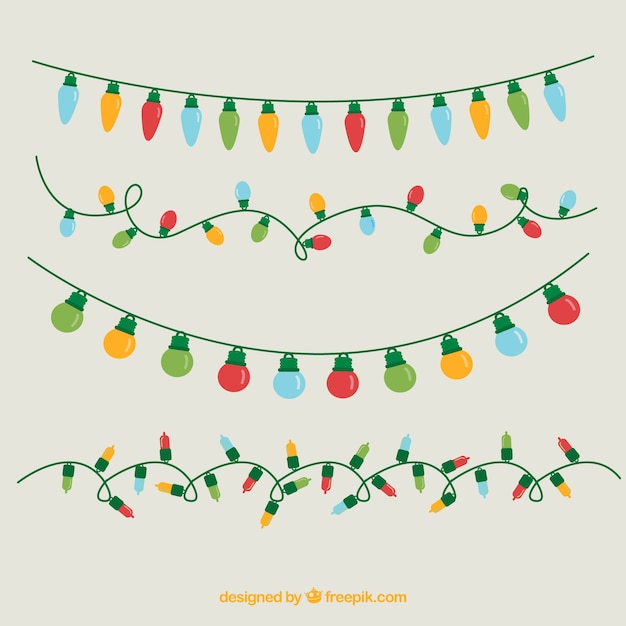 Download Assortment of colored christmas lights Vector | Free Download