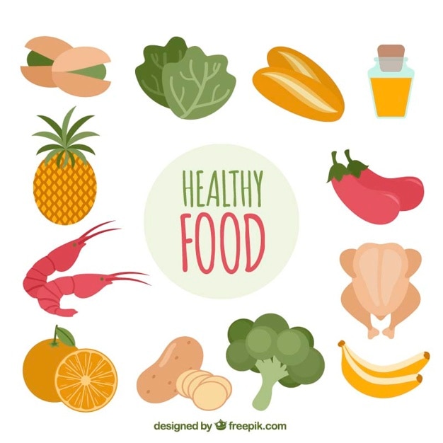 Assortment Of Colorful Healthy Food Vector 