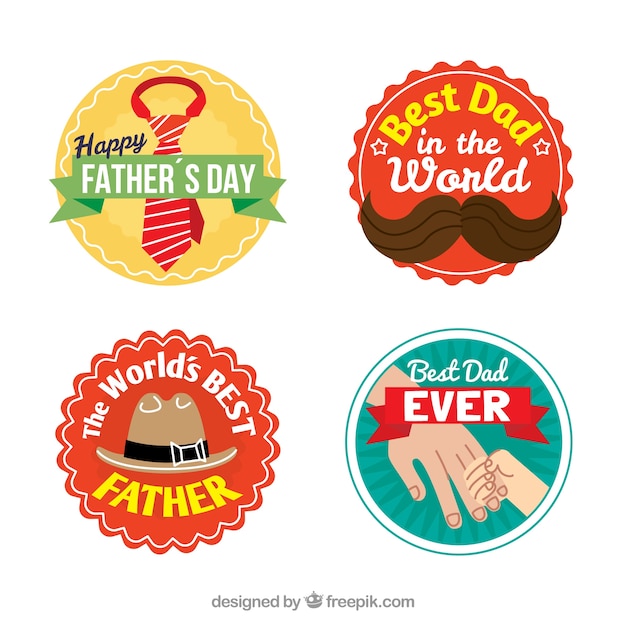 Assortment of decorative father\'s day\
labels