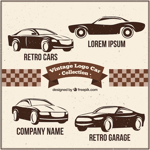 Assortment of fantastic car logos in retro
style