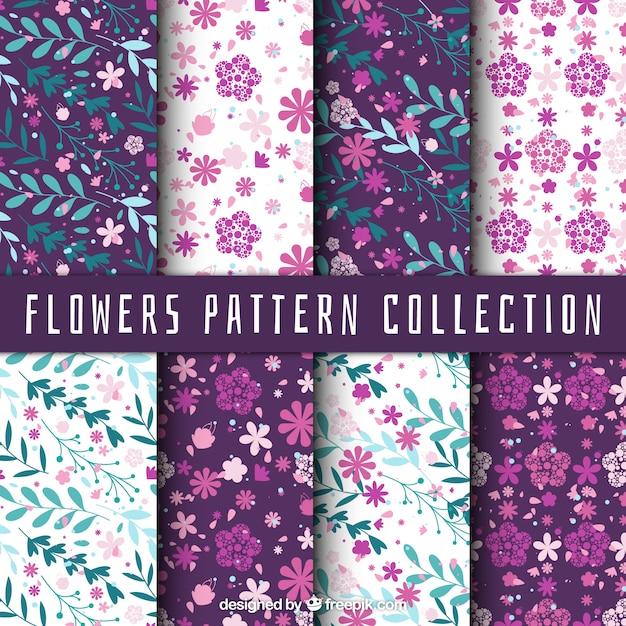 Assortment of fantastic patterns with flowers\
and leaves