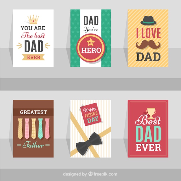 Assortment of father\'s day greeting card in\
flat design