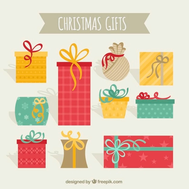 Assortment of flat christmas gifts with great designs Vector | Free ...