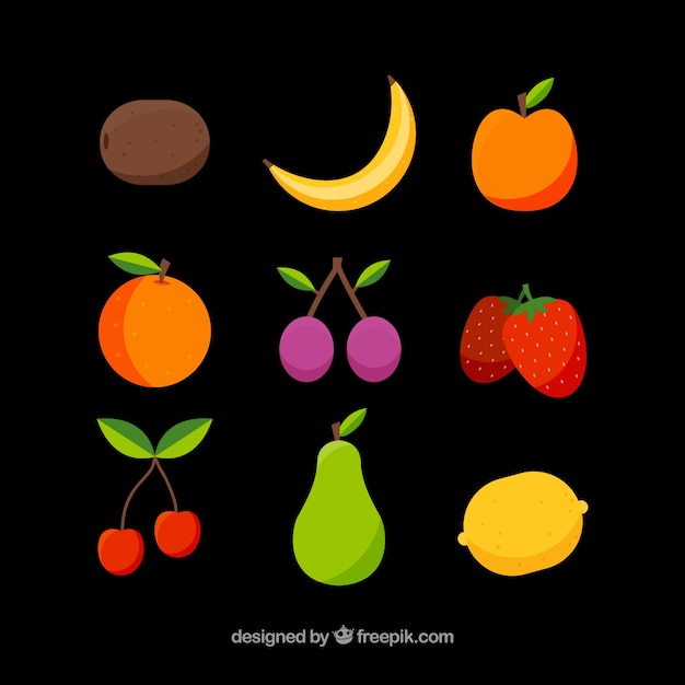 Assortment of flat delicious fruits