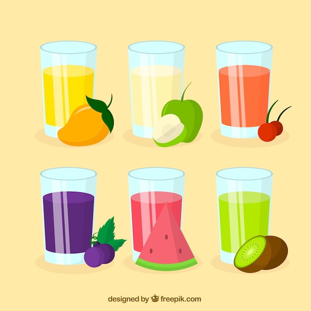 Assortment of tasty fruit juices
