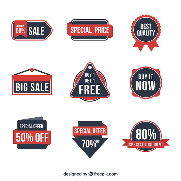 Free Vector | Assortment of retro discount stickers