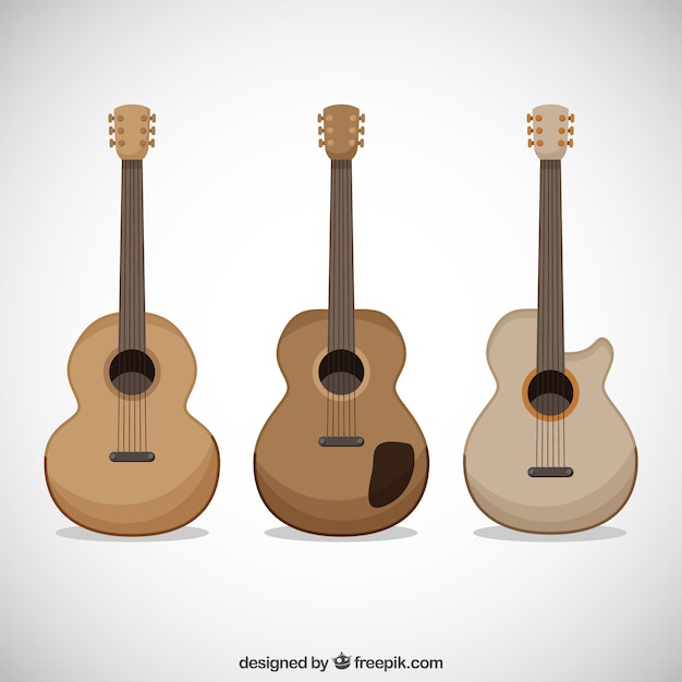 Free Vector | Assortment of three acoustic guitars