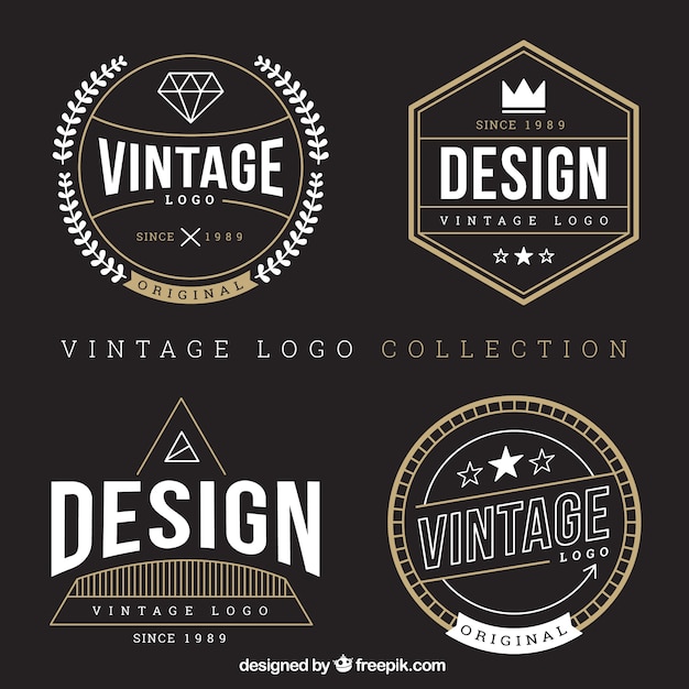 Free Vector | Assortment of vintage logos with golden details