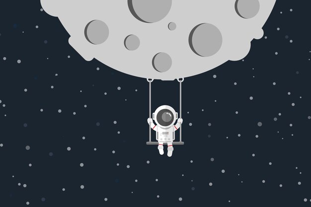 Premium Vector | Astronaut are swing on the moon