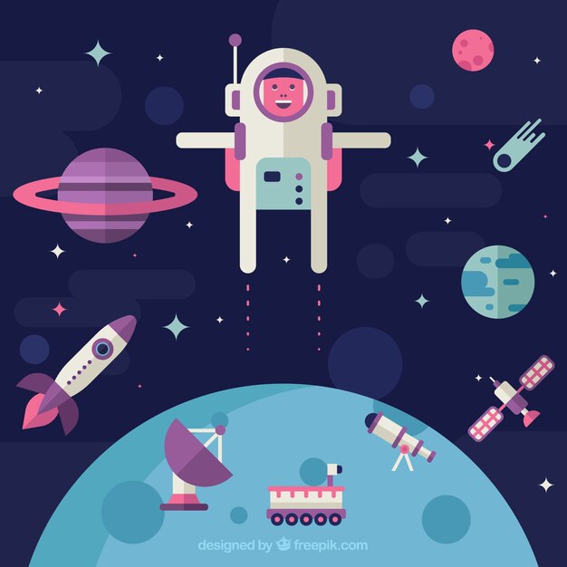 Astronaut background in space in flat design | Stock Images Page